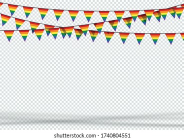 Bunting Hanging Banner LGBT Gay Pride Rainbow Flag Background