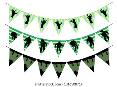Bunting Hanging Halloween zombie theme, triangle flags, Halloween party Decorations.