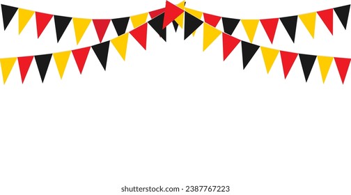 Bunting Hanging Red Black and Yellow Flag Triangles Banner Background. Bunting flags for celebration, party, fair, market, sale, nations. German, Deutschland concepts.