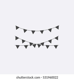 Bunting icon vector isolated. Modern Party flags flat pictogram, internet concept. Trendy fun flags symbol for web site design or button to mobile app. Party decoration. Logo illustration.