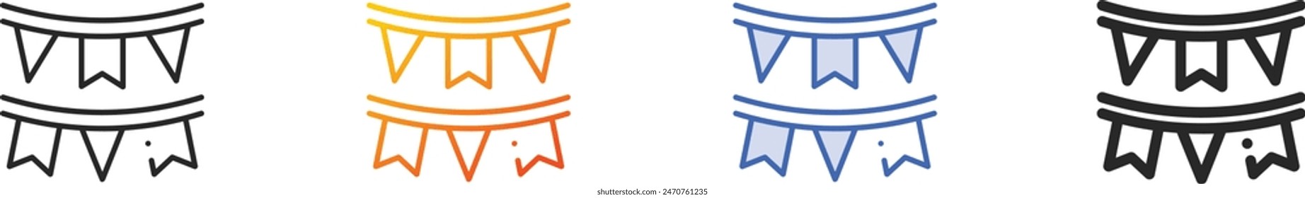 bunting icon.Thin Linear, Gradient, Blue Stroke and bold Style Design Isolated On White Background