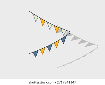 Ilustração de vetor isométrico de bunting com sombra