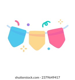Bunting party. colorful paper For decoration at birthday parties