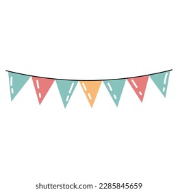 Bunting party flag on white background