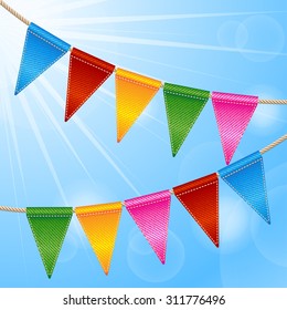 Bunting party flags garlands isolated on white background