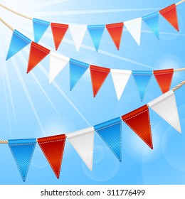 Bunting party flags garlands isolated on white background