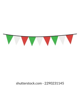 Bunting party flags on white background