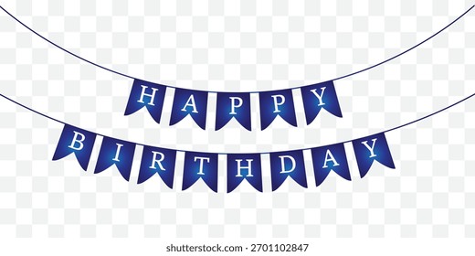 Bunting pennant and flag. Multicolored fabric bright triangles hang on birthday party. Festive handmade paper garlands string up and adorn for graduation. Vector set. Festive event or holiday. EPS 10.