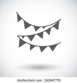 Bunting. Single Flat Icon On White Background. Vector Illustration.