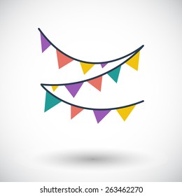 Bunting. Single Flat Icon On White Background. Vector Illustration.