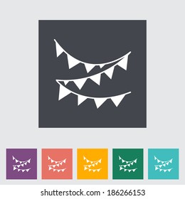 Bunting. Single flat icon. Vector illustration. 