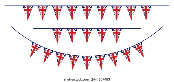 Bunting with triangle flags of the United Kingdom. 