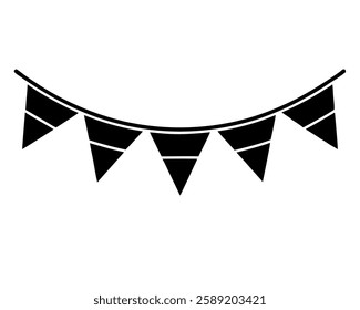Bunting vector icon silhouette  on white background 
