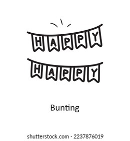 Bunting vector outline Icon Design illustration. Party and Celebrate Symbol on White background EPS 10 File