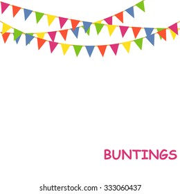 Buntings flags garlands on white background - vector illustration