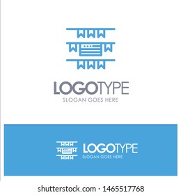 Buntings, Party Decoration, American Blue Outline Logo Place for Tagline. Vector Icon Template background