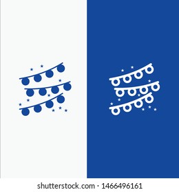 Buntings, Party Decoration, Party Bulb Line and Glyph Solid icon Blue banner Line and Glyph Solid icon Blue banner. Vector Icon Template background