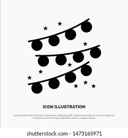 Buntings, Party Decoration, Party Bulb solid Glyph Icon vector