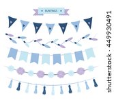 Buntings set blue and violet colors