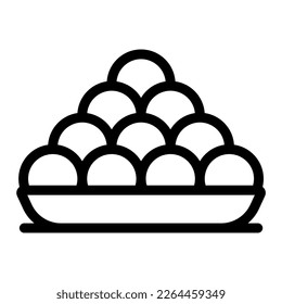 Bunuelos or Fried Dough linear icon. Mexican Food and Restaurant vector illustration.