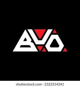 BUO triangle letter logo design with triangle shape. BUO triangle logo design monogram. BUO triangle vector logo template with red color. BUO triangular logo Simple, Elegant, and Luxurious design