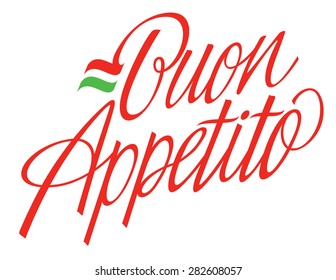 Buon Appetito Good Appetite Italian Hand Lettering Vector