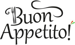 Buon Appetito Italian Vector Logo With Wave, Fork And Knife