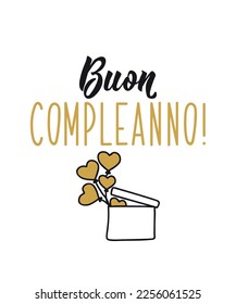 Buon Compleanno. Lettering. Translation from Italian - Happy Birthday. Modern vector brush calligraphy. Ink illustration