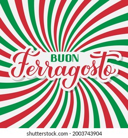 Buon Ferragosto calligraphy hand lettering. Happy August Festival in Italian. Traditional summer holiday in Italy. Vector template for typography poster, banner, invitation, card, postcard, etc.