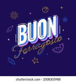 Buon Ferragosto Font On Purple Background.