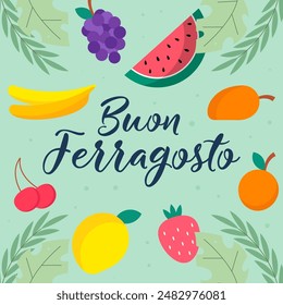 Buon Ferragosto italia summer festival illustration