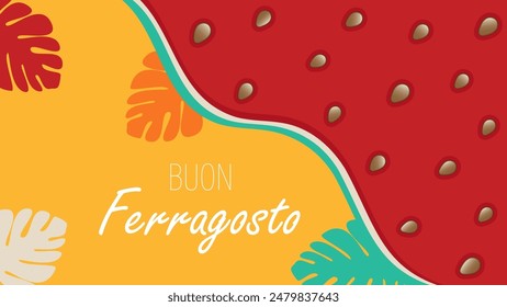 Buon Ferragosto Italian Festival background, summer holiday in Italy, vector illustration