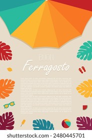 Buon Ferragosto Italian Festival background, summer holiday in Italy, vector illustration