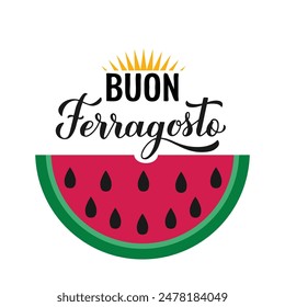 Buon Ferragosto round design. Happy August Festival in Italian. Traditional summer holiday in Italy. Vector template for typography poster, banner, card, shirt, etc