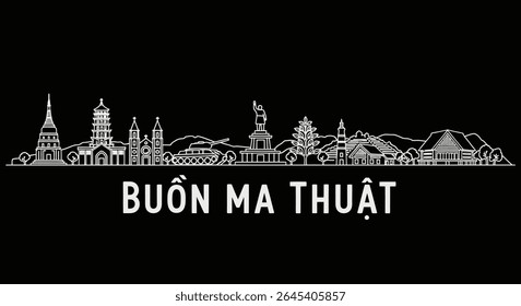 Buon Ma Thuot skyline icon with Vietnam.