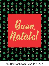 Buon Natale. Cartão de Natal. Tradução de Italiano: Feliz Natal. Letras de feriado.