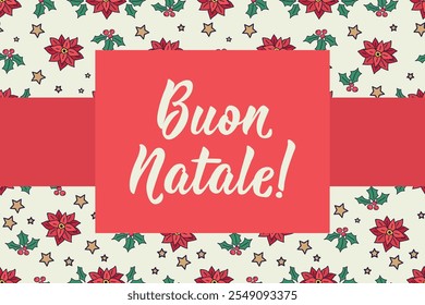 Buon Natale. Cartão de Natal. Tradução de Italiano: Feliz Natal. Letras de feriado.