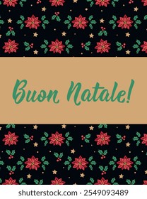 Buon Natale. Cartão de Natal. Tradução de Italiano: Feliz Natal. Letras de feriado.