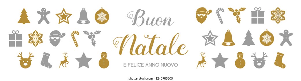 Buon Natale e Felice Anno Nuovo - italian Christmas wishes. Vector