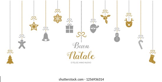 Buon Natale e Felice Anno Nuovo - italian Christmas wishes. Vector