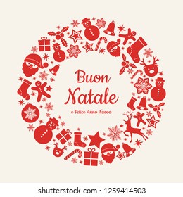 Buon Natale e Felice Anno Nuovo - italian Christmas wishes. Vector