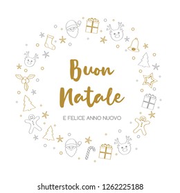 Buon Natale e Felice Anno Nuovo - italian Christmas wishes. Vector