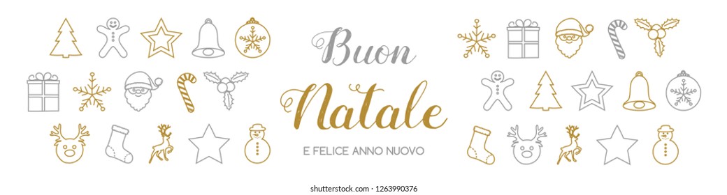 Buon Natale e Felice Anno Nuovo - italian Christmas wishes. Vector