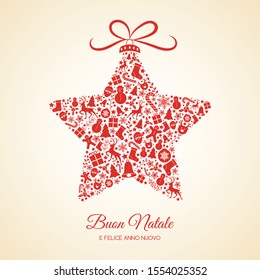 Buon Natale e Felice Anno Nuovo - italian Christmas wishes. Vector