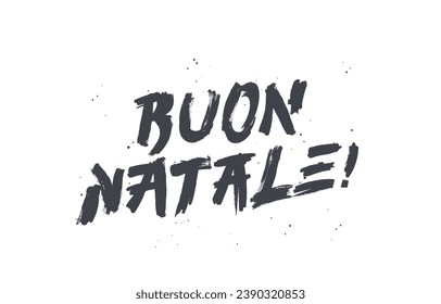 Buon Natale! The inscription Merry Christmas in Italian. Beautiful lettering. Drawn with a brush by hand. Christmas greeting card. Vector illustration on a white background.