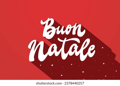 Buon Natale italian lettering quote - translation: Merry Christmas. Calligraphy inscription on red background for posters, prints, cards, signs, banners, invitations, wallpaper, etc. EPS 10