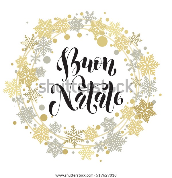 Buon Natale Italian Merry Christmas Golden Decoration Calligraphy