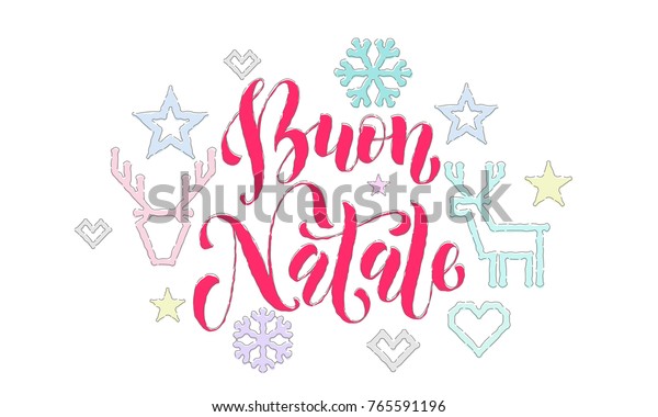 Font Buon Natale.Buon Natale Italian Merry Christmas Embroidery Stock Vector Royalty Free 765591196