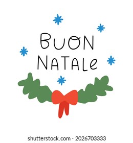 Buon natale, it's mean Merry Christmas in italian. Hand drawn vector illustration.