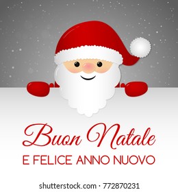 Buon Natale - Merry Christmas in Italian. Christmas card with ornaments. Vector.